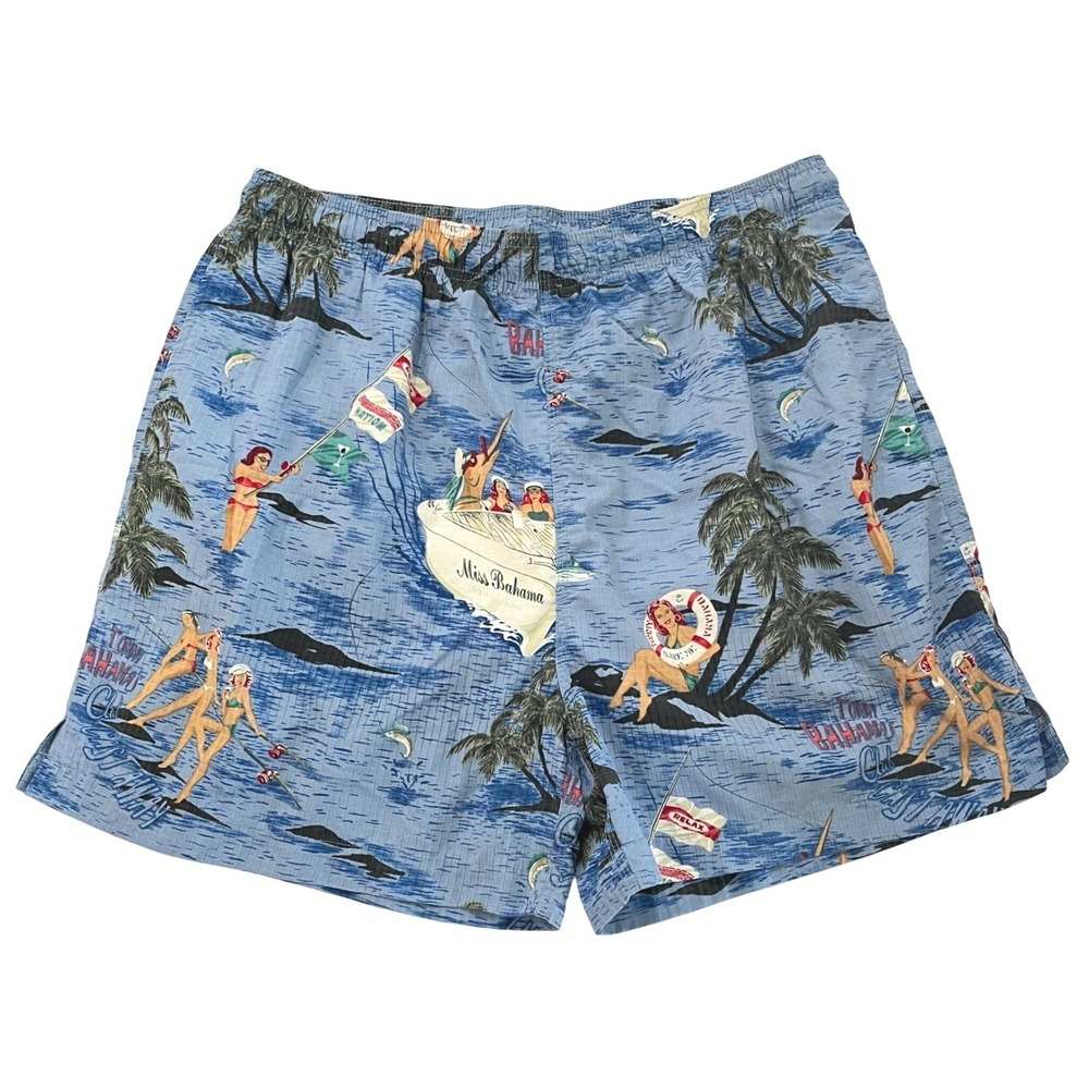 Tommy Bahama Paradise Nation Swim Trunks M Miss Bahama Pinup Girl Graphic Shorts